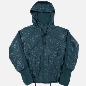 Zyia, Active Hooded Black Leopard Print Lightweight Windbreaker Size XXL